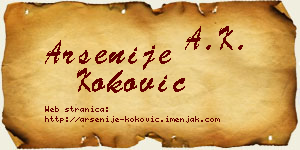 Arsenije Koković vizit kartica